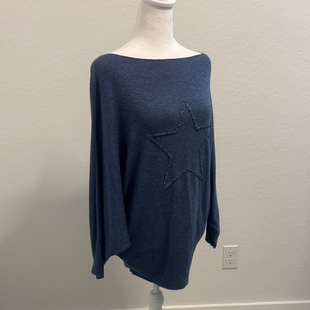Embellished Star Knit Sweater - Navy